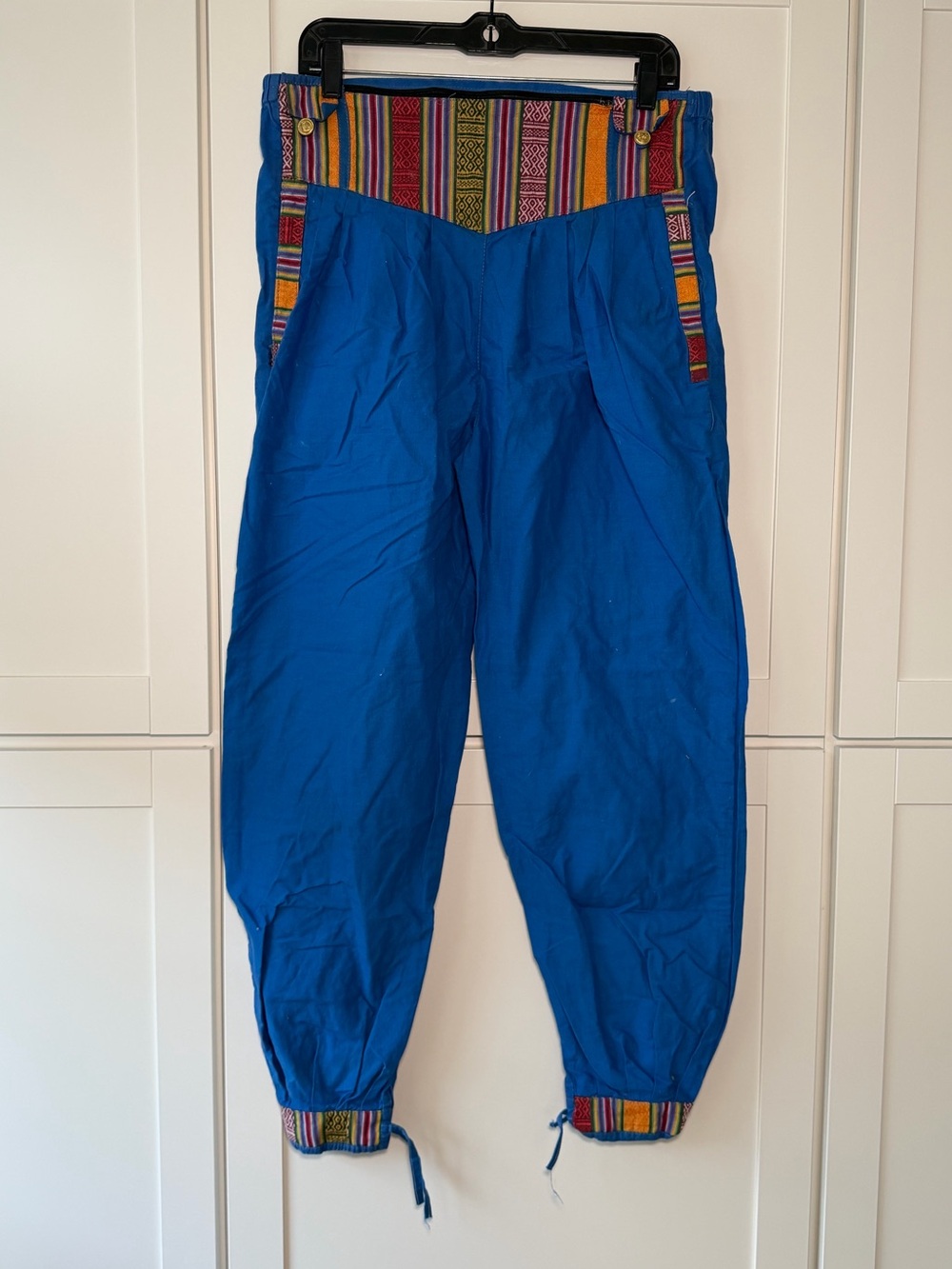 Vintage Patchwork Boho Hippie Festival Pants Joggers Geometric Knit Colorful